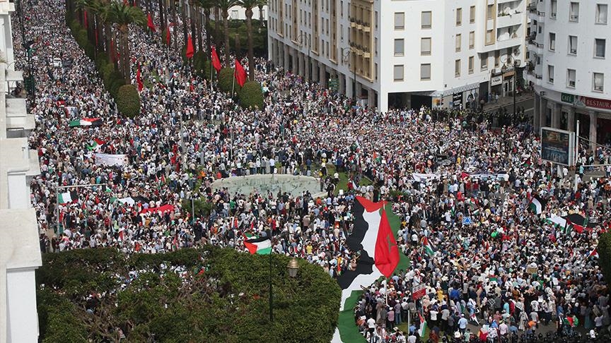 مسيرة حاشدة بالرباط دعما لفلسطين وقطاع غزة