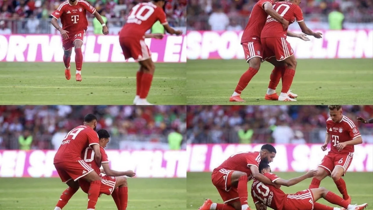 سقوط مفاجئ لجمال موسيالا يثير القلق.. وإسماعيل صيباري يخطف الأنظار في موقف إنساني