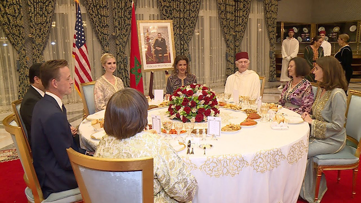 جلالة الملك يقيم مأدبة عشاء على شرف السيدة إيفانكا ترامب ترأستها صاحبة السمو الملكي الأميرة للا مريم