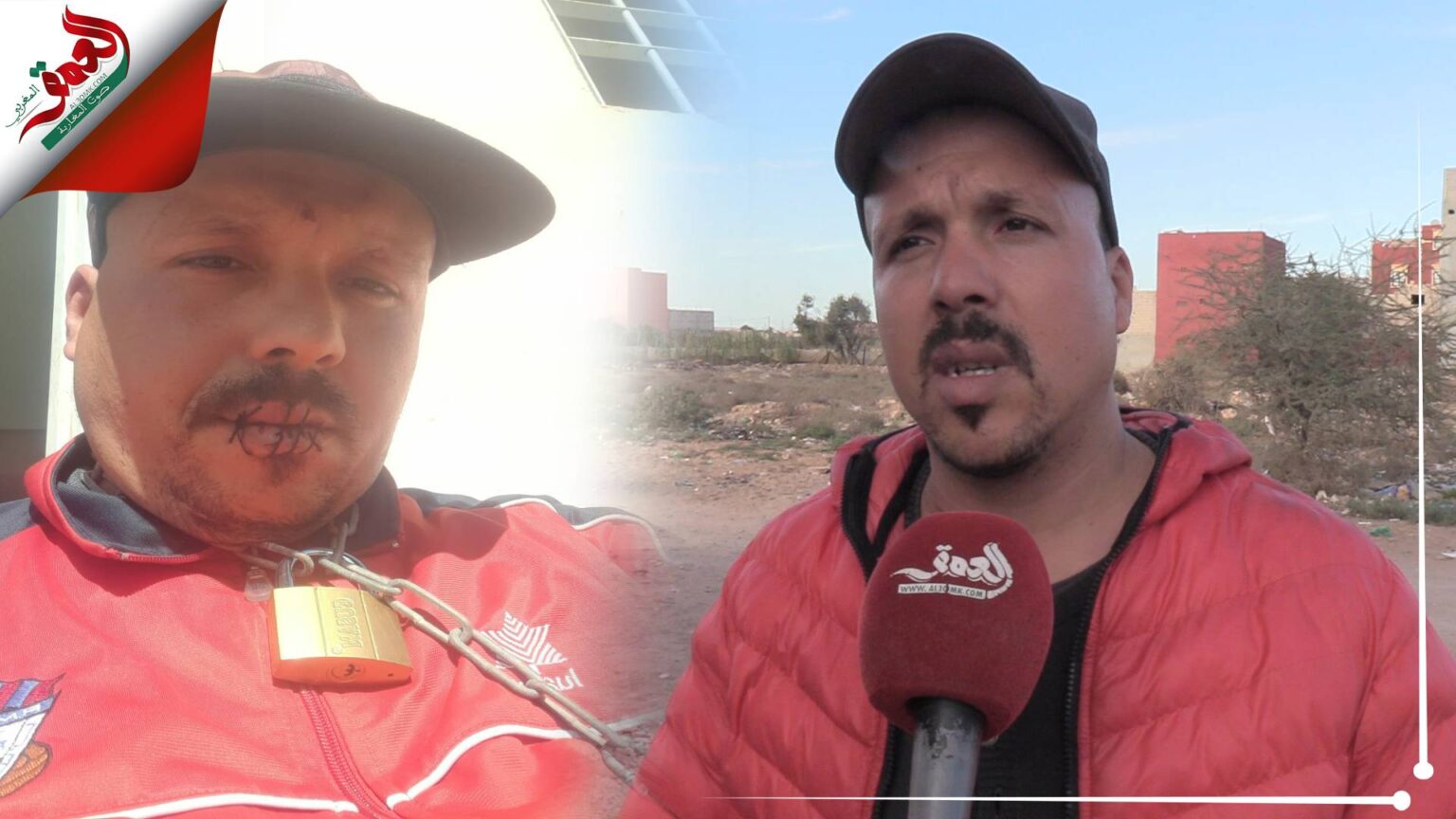 شاب يَخِيط فمه ويعتصم أمام جماعة 