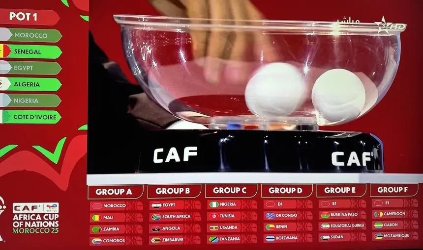 قرعة كأس إفريقيا للأمم 2025.. المغرب في المجموعة الأولى إلى جانب مالي وزامبيا وجزر القمر