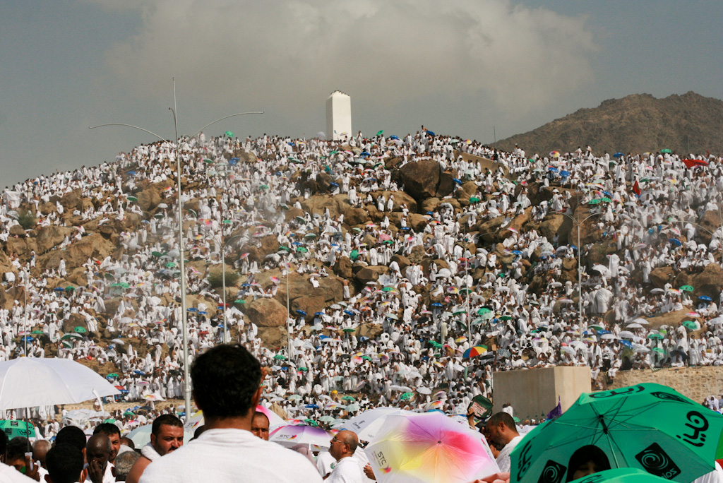 حجاج بيت الله الحرام يقفون بعرفات لأداء ركن الحج الأعظم في أجواء إيمانية ودرجات حرارة مرتفعة