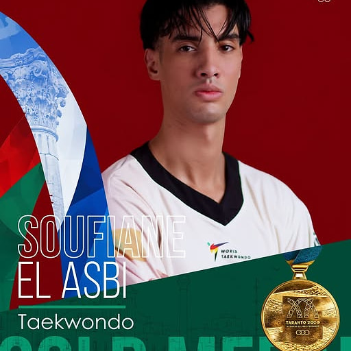 تتويج البطل المغربي سفيان العصبي بذهبية ألعاب البحر الأبيض المتوسط في التايكواندو بإيطاليا