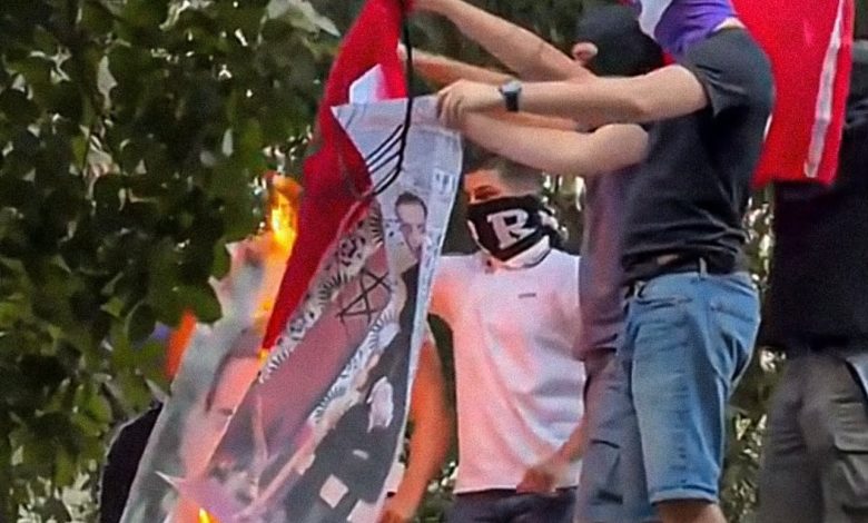 إحراق العلم المغربي وصور رموز سياسية قرب البرنابيو يثير الغضب